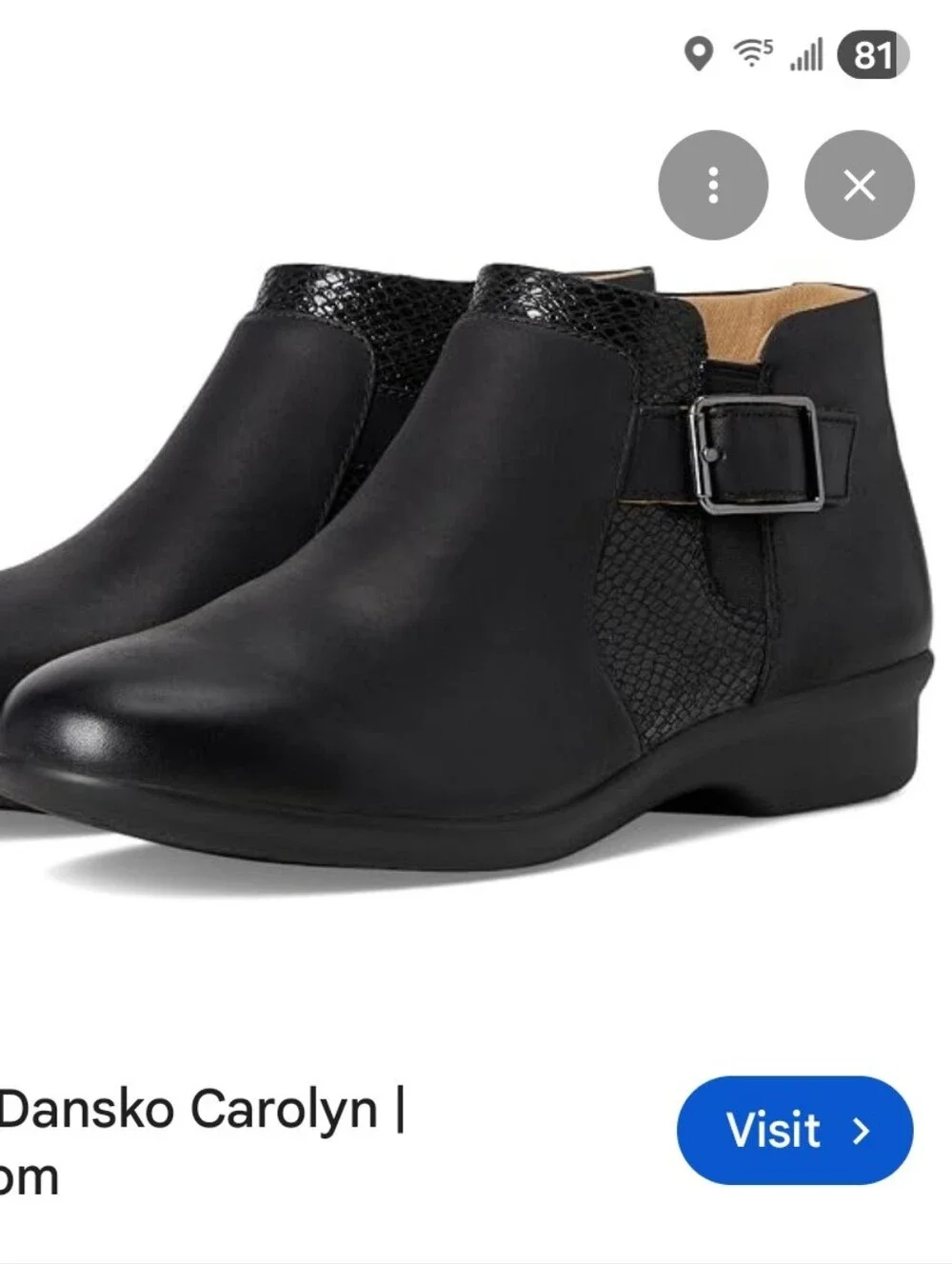 Dansko black leather ankle Boots with side buckle and textured panel
